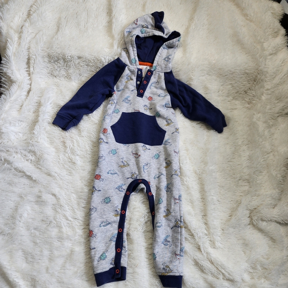 Cat & Jack Dinosaur Print Long Sleeve Long Pant Romper Bodysuit 18 Months